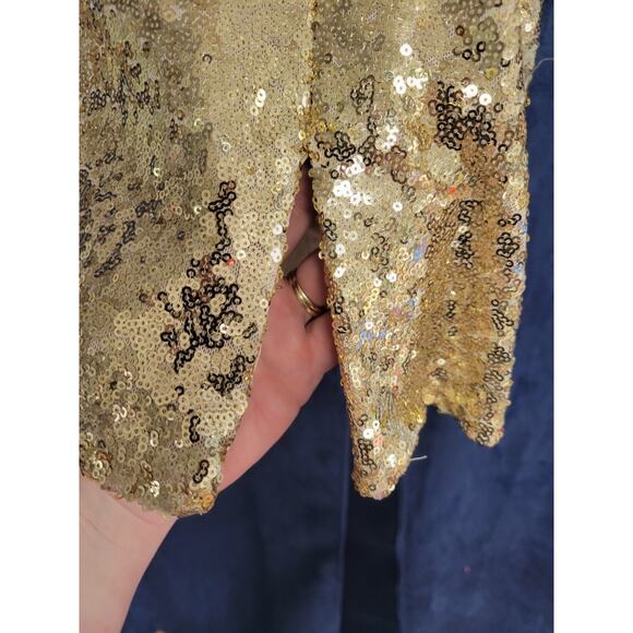 Eva USA Bright Gold Sequin Short Formal Party Homecoming Dance Dress Size Large - Picture 3 of 7